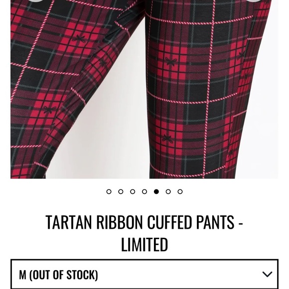 Blackmilk “TARTAN RIBBON CUFFED PANTS - LIMITED” Size Medium M NWT Holiday - Picture 3 of 16